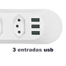 Extensão de Tomadas [4 Tomadas + 3 USB]