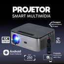 Projetor Android 5G 4K com Espelhamento Sem Fio [Cinza/Preto]