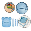 Kit Alimentação Bebê Infantil Ursinho 5 Peças [Azul]