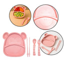 Kit Alimentação Bebê Infantil Ursinho 5 Peças [Rosa]