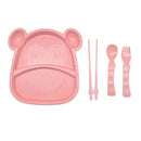 Kit Alimentação Bebê Infantil Ursinho 5 Peças [Rosa]