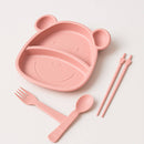 Kit Alimentação Bebê Infantil Ursinho 5 Peças [Rosa]