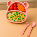 Kit Alimentação Bebê Infantil Ursinho 5 Peças [Rosa]