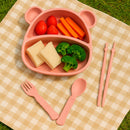 Kit Alimentação Bebê Infantil Ursinho 5 Peças [Rosa]