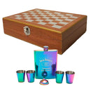 Kit Jogo de Xadrez e Dama com Porta Bebidas Cantil
