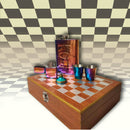 Kit Jogo de Xadrez e Dama com Porta Bebidas Cantil