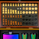 Kit Jogo de Xadrez e Dama com Porta Bebidas Cantil